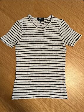 A.P.C. Short Sleeve Striped Tee - White & Black
